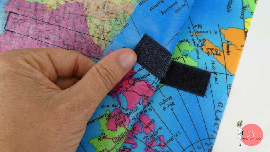 Tasche mit Landkarten Muster aus Wachstuchstoff und mit Klettverschluss nähen