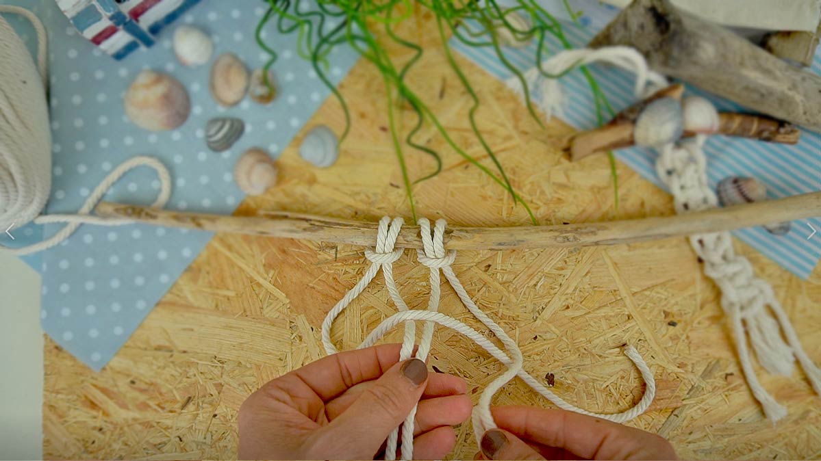 Makramee knoten für Anfänger - Makramee knüpfen mit Kindern: Anleitung halber Knoten Teil 2