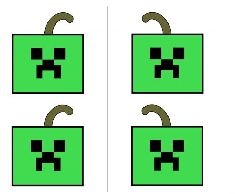 Gratis Vorlage Halloween Minecraft Creeper Kürbis Mitgebseltasche zum selber machen