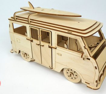 Kinder-DIY-Trends-3D-Holzbausatz-VW-Bus-Bulli-T1-und-Miniaturlandschaft-Deko-Campingbus Holzbausatz VW Bus T1