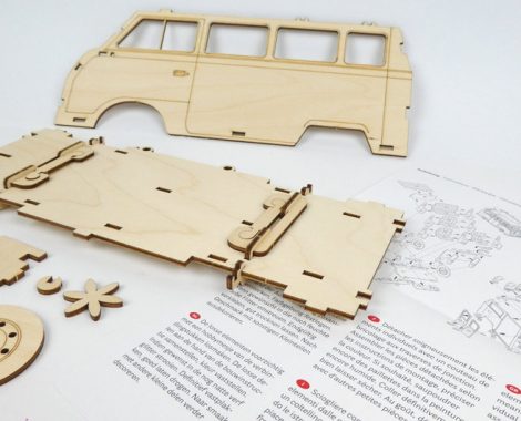 Anleitung Explosionszeichnung 3D Holzbausatz VW Bus