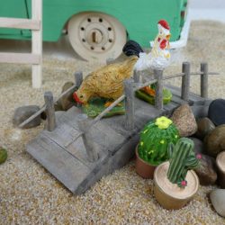 Kinder-DIY-Trends-3D-Holzbausatz-VW-Bus-Bulli-T1-und-Miniaturlandschaft-Deko-Miniaturgarten-Hühner Miniaturgarten mit Hühner