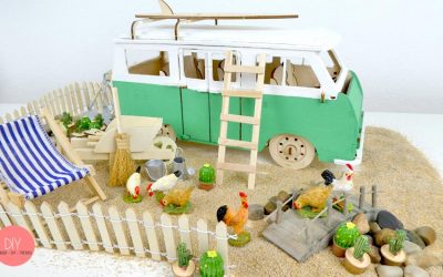 VW Bus T1 oder T2 mit Miniaturlandschaft Deko