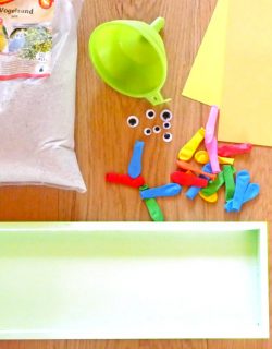 Kinder-DIY-Trends-Ballonhuhn-Material Osterhühnerbande basteln