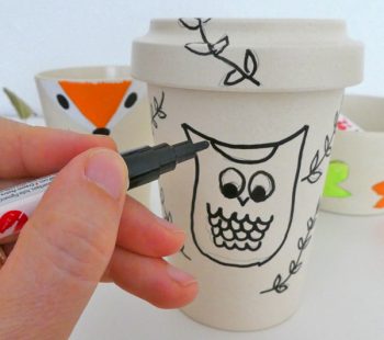 Kinder-DIY-Trends-Bambusgeschirr-Herbstdeko-Eule Anleitung Bambusgeschirr