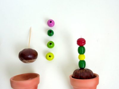 Kinder-DIY-Trends-DIY-in-der-Natur-Kaktus-aus-Kastanien-basteln-Anleitung Anleitung für Bastelidee DIY Kaktus aus Kastanien