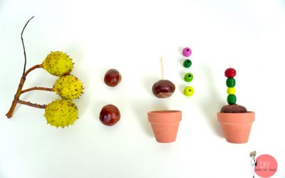 Anleitung Basteln mit Kastanien: DIY Kastanien Kaktus