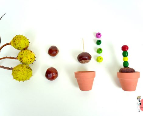Anleitung Basteln mit Kastanien: DIY Kastanien Kaktus