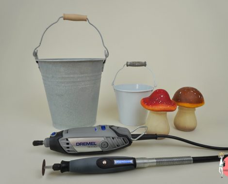 Material für das DIY Dekolicht aus einem Metalleimer