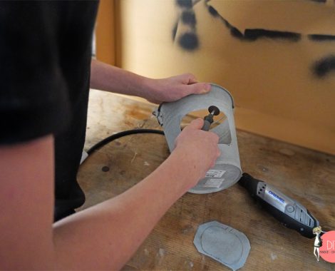 DIY mit Werkzeug - Dremel Einsatz bei der Bastelidee für den Herbst für Kinder: Dekolicht aus einem Eimer