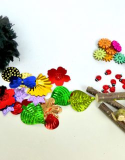 Kinder-DIY-Trends-Die-Winzlinge-Abenteuer-in-der-Karibik-DIY-Material-Bilderrahmen Pompom Spinne und Marienkäfer basteln