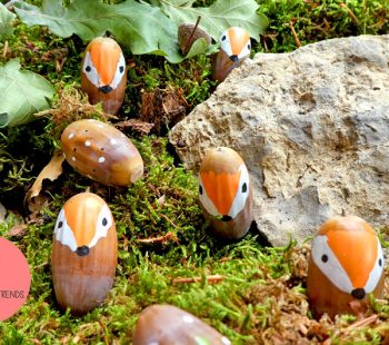 Kinder-DIY-Trends-Eicheln-Fuchs-Herbstdeko Montessori Bastelidee