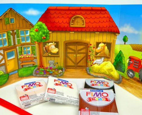 Farm Hintergrund mit Knete und Vorlagen FIMO