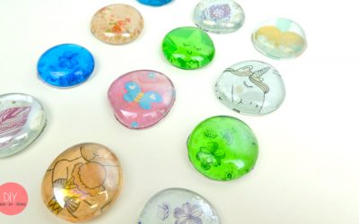 Schöne Glassteine Cabochons DIY für Kinder - Bastelidee