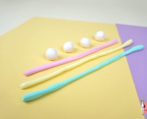 Anleitung für Kinder mit FIMO basteln: Regenbogen mit Kawaii Wolke modellieren