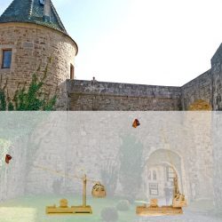 Kinder-DIY-Trends-MINT-Förderung-Bausatz-Trebuchet-Leonardo-da-Vinci-Moses-GEOlino-Burg Das Trebuchet war eine mächtige Waffe im Mittelalter - Bausatz für Kinder von moses. und GEOlino