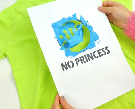 Schablone "No Princess" gratis für Siebdruck - T-Shirt drucken mit Kindern