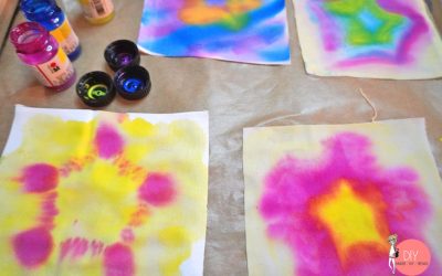 Sterne aus Textil Aquarellfarben auf Stoff malen