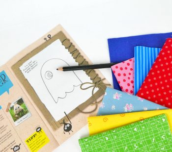 Kinder-DIY-Trends-Ohne-Nähmaschine-nähen-KOSMOS-Monster-Pac-Man-Pacman-Material Monster Vorlage selber zeichnen - Pacman Gespenst