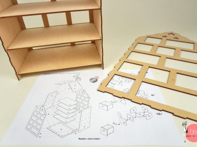 Kinder-DIY-Trends-Rayher-Adventskalender-Holzhaus-mit-Stoff-überziehen-zusammenbauen Holzbausatz Rayher Adventskalender - Upcycling