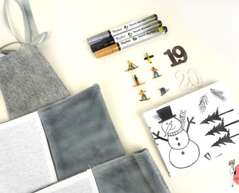 Material für den DIY Adventskalender mit Stofftaschen