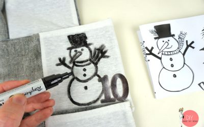 Schneemann Motiv mit Transferpapier übertragen und nachmalen