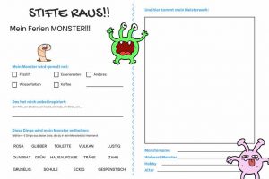 Sommerferien Tagebuch Vorlage Monster