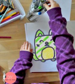 Kinder-DIY-Trends-Square-Katze-Katze-Kawaii Kitty Template Vorlage