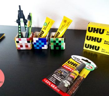 Kinder-DIY-Trends-UHU-Minecraft-Würfel-Büro Minecraft Stiftehalter bauen