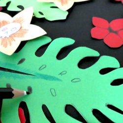 Kinder-DIY-Trends-UHU-Transsilvanien-ausmalen Basteln mit Monstera Blättern und Totenkopf - gratis Vorlage
