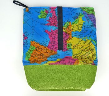 Kinder-DIY-Trends-Wachsttuchstoff-Strandtasche-Landkarte-Stoff-Glitzerstoff-Elbufer-Lunchbag Einfaches Nähen für Nähanfänger - Tasche