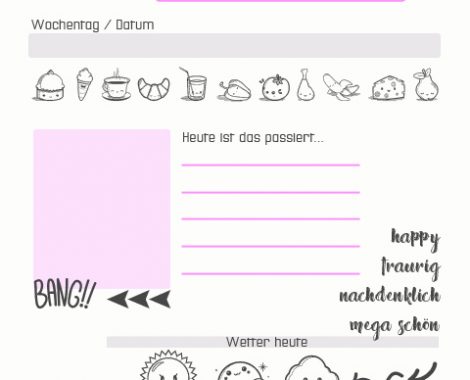 Tagebuchseite zum Eintragen - gratis Vorlage Bullet Journal Seite